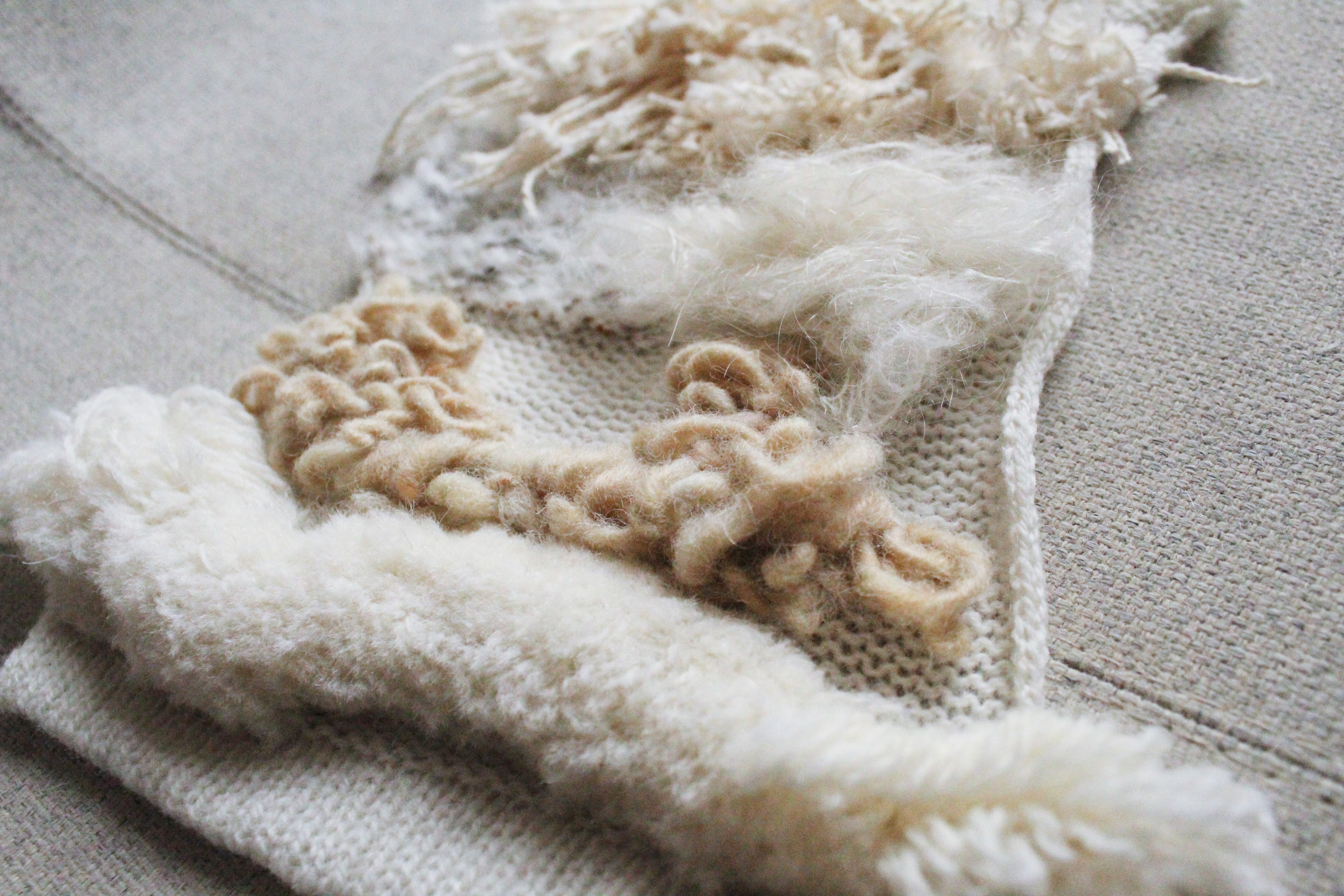 Close up of all the beautiful textures on this wall hanging